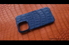 Elite Deep Blue Экзотический чехол IPhone 14 Pro Max кожа крокодила Deep Blue Exotic case IPhone 14 Pro Max Crocodile leather image 2