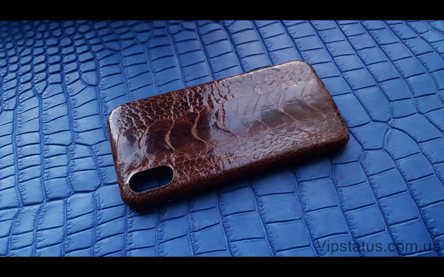 Элитный Brown Gloss Лакшери чехол IPhone X XS кожа страуса  Чехол Brown Gloss iPhone X XS из кожи страуса  изображение 1