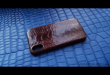 Brown Gloss Лакшері чохол IPhone X XS шкіра страуса зображення