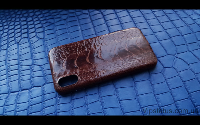 Элитный Brown Gloss Лакшери чехол IPhone X XS кожа страуса  Чехол Brown Gloss iPhone X XS из кожи страуса  изображение 1