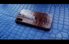 Элитный Brown Gloss Лакшери чехол IPhone X XS кожа страуса  Чехол Brown Gloss iPhone X XS из кожи страуса  изображение 2