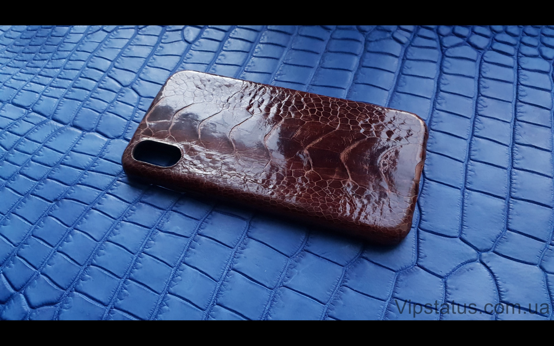 Elite Brown Gloss Лакшери чехол IPhone X XS кожа страуса Brown Gloss Luxury case IPhone X XS Ostrich Leather image 2