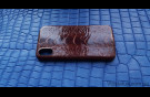 Элитный Brown Gloss Лакшери чехол IPhone X XS кожа страуса  Чехол Brown Gloss iPhone X XS из кожи страуса  изображение 3