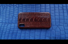 Elite Brown Gloss Лакшери чехол IPhone X XS кожа страуса Brown Gloss Luxury case IPhone X XS Ostrich Leather image 4